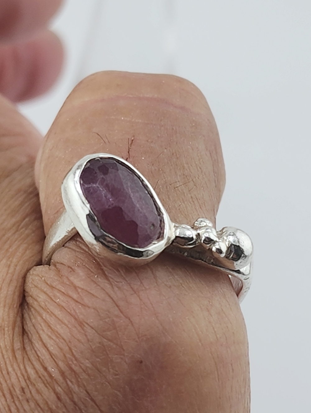 PINK SAPPHIRE BRUTALIST DESING HANDMADE SIZE 8 - Picture 8 of 14